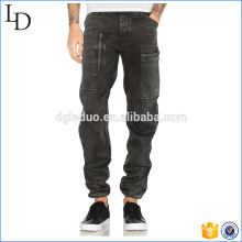 Kordelzug Beinöffnungen schwarze Herren Seitentasche Jeans 2017 Mode Jeans